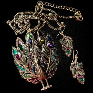 Multicolor Peacock Jewelry Set